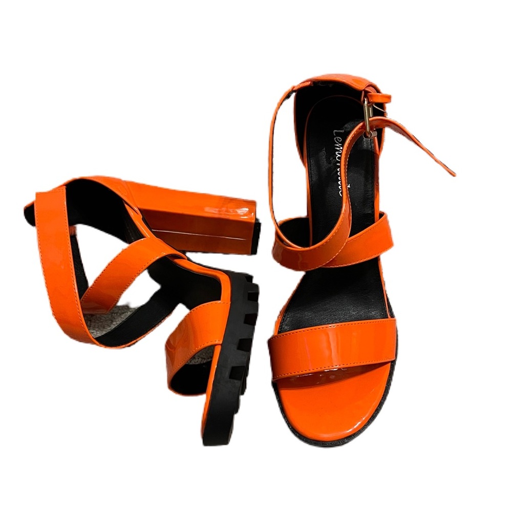 Orange chunky heels